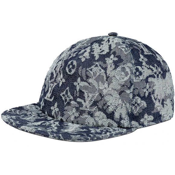 Louis Vuitton Monogram Tapestry Blue Grey LV Logo Sun Cap Baseball Hat 58cm - Picture 1 of 9